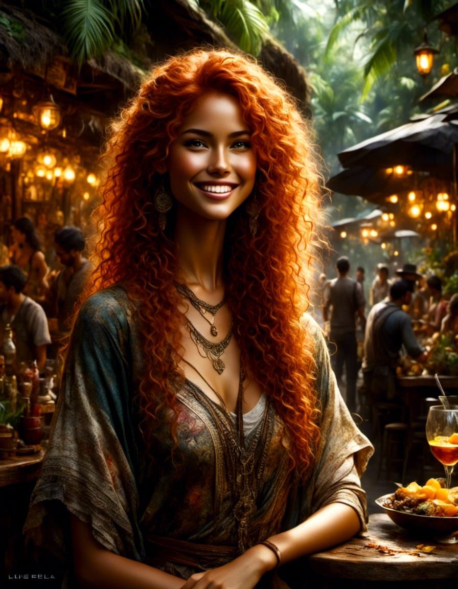 Beautiful Auburn-Haired Woman Portrait by Luis Royo