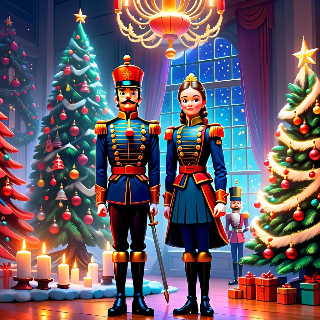 Nutcracker and Clare Guard Christmas Tree, Pixar Style