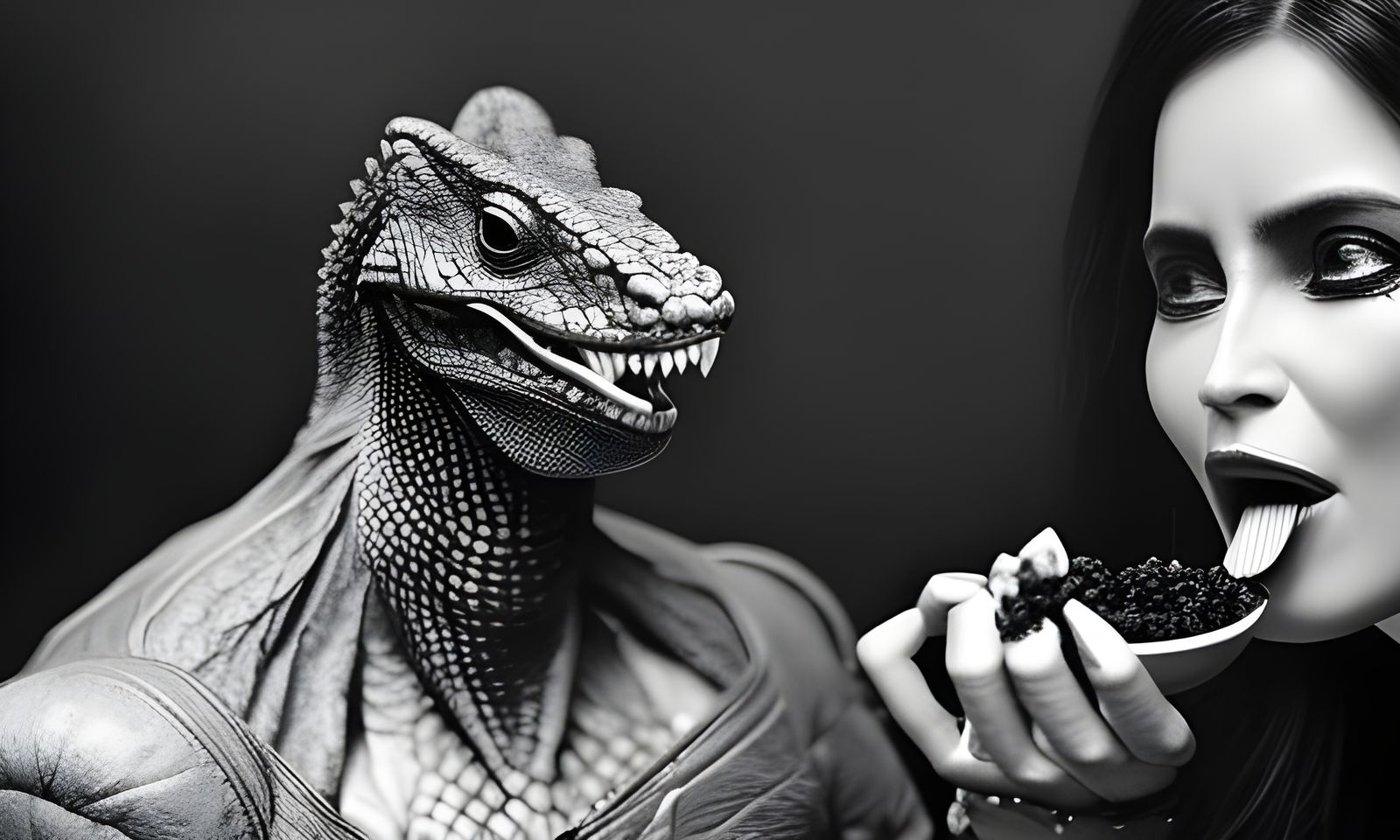 lizard man on a date