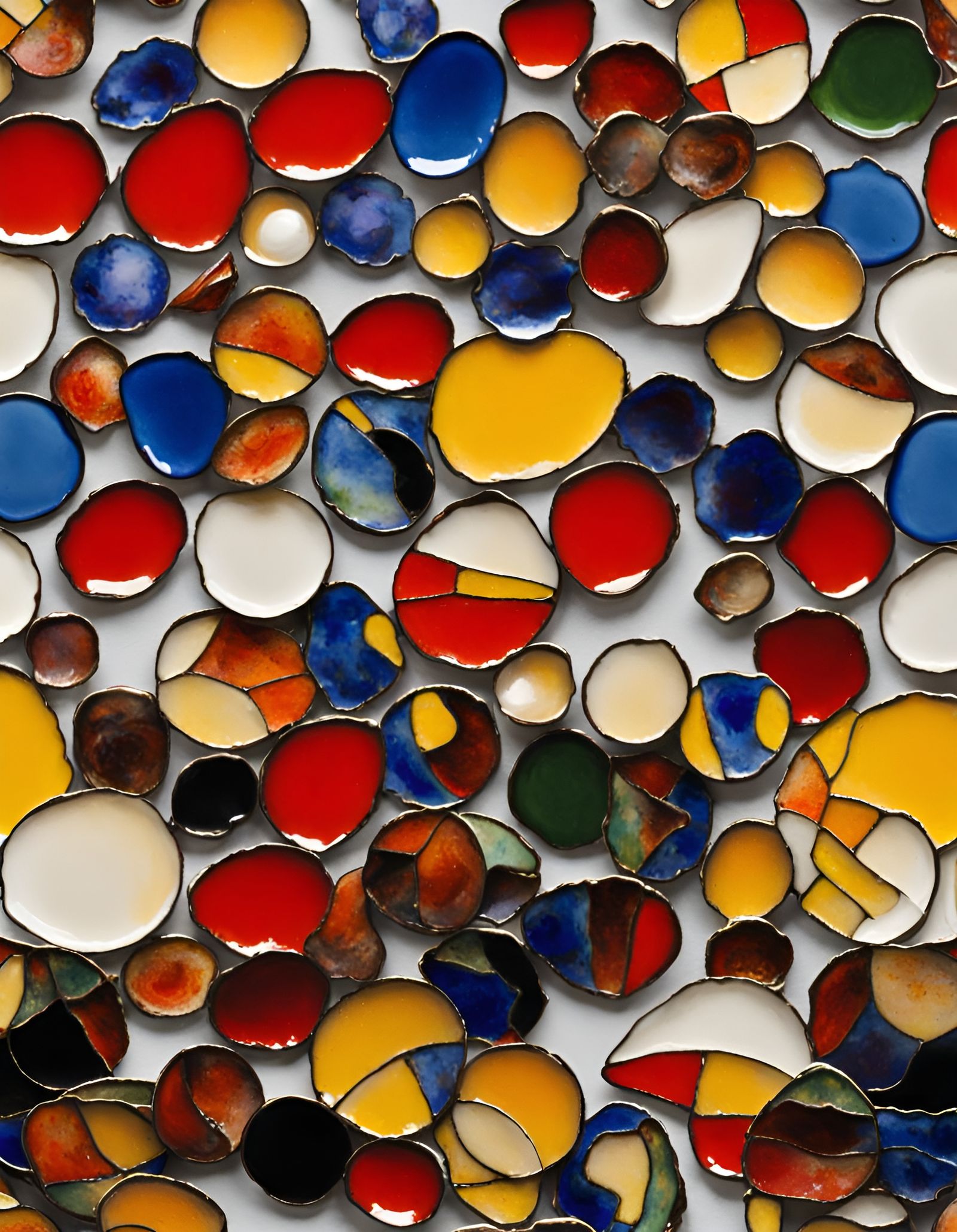 Colorful enamel.