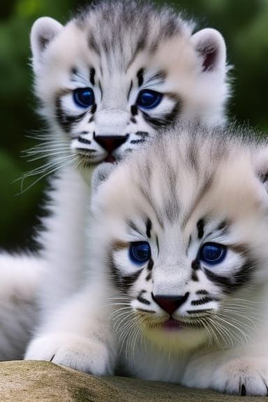 Stunningly Fluffy White Panther Cubs in Whimsical Poses