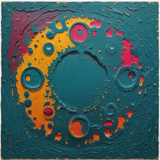 Abstract Drip Painting with Bold Colors and Shapes