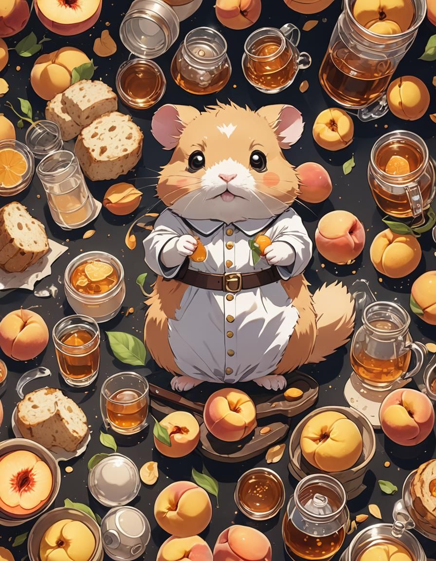 Peach Tea Hamster in Manga Anime Style