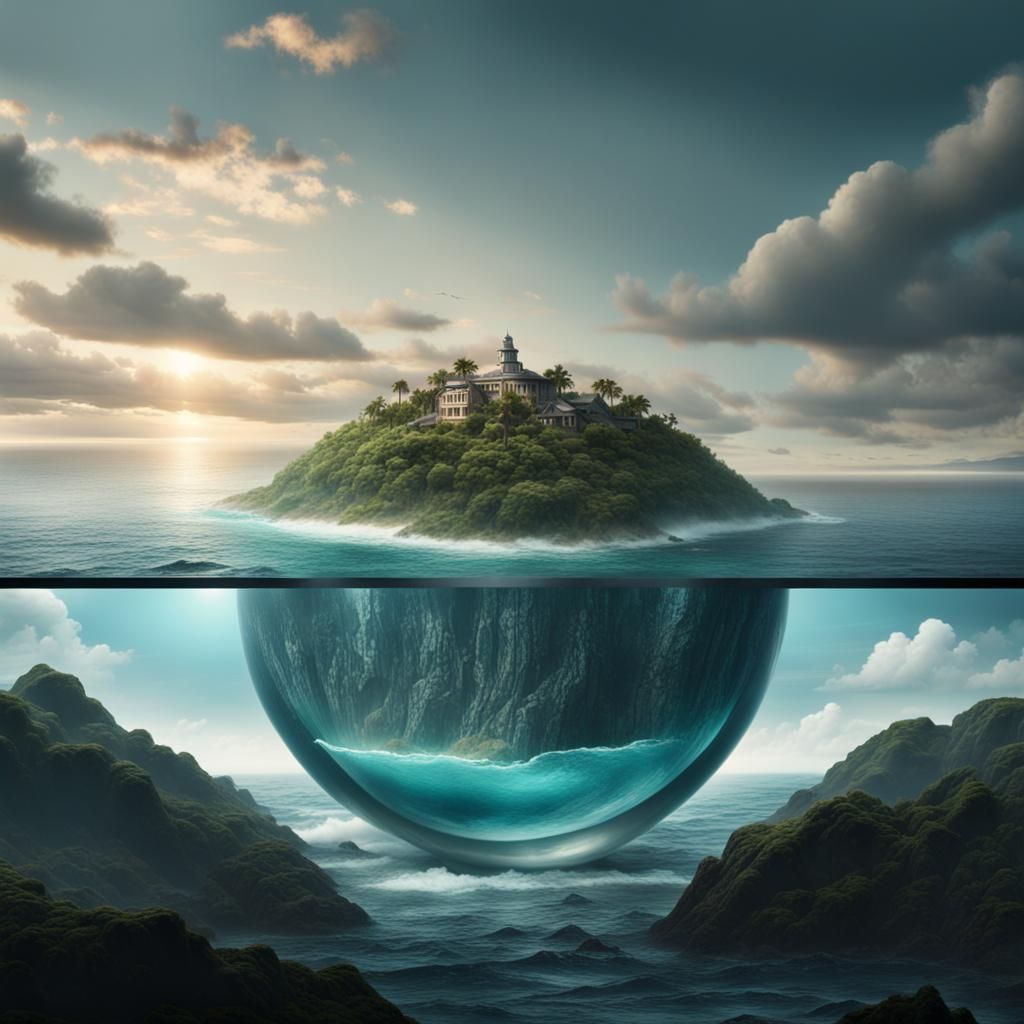 Glass Ocean Island: Epic Digital Matte Painting
