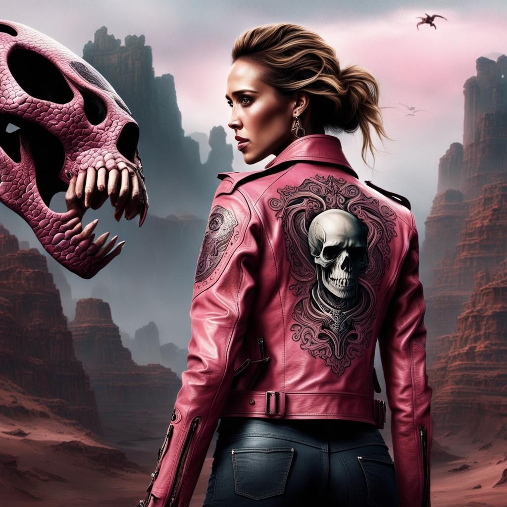 Woman in Pink Jacket with Cobra Art