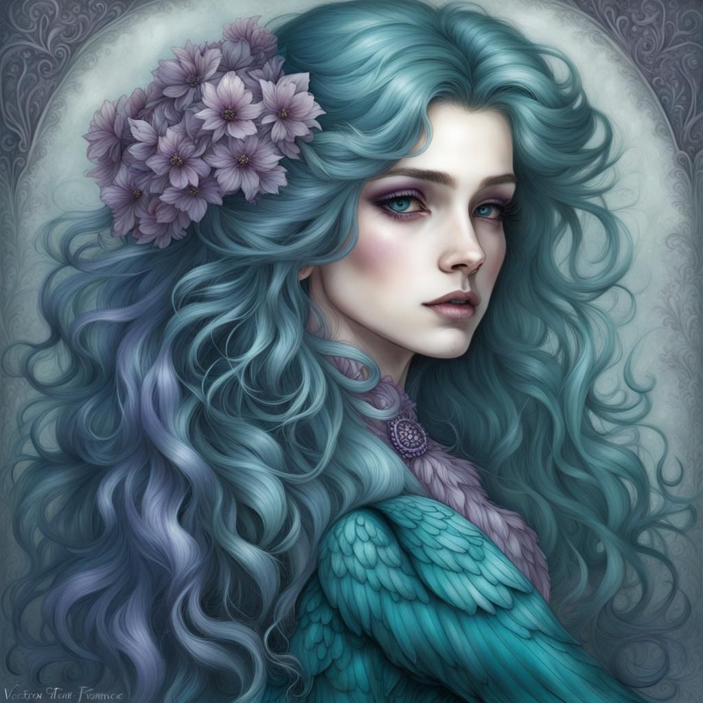 Long-Haired Man in Gothic Art Style