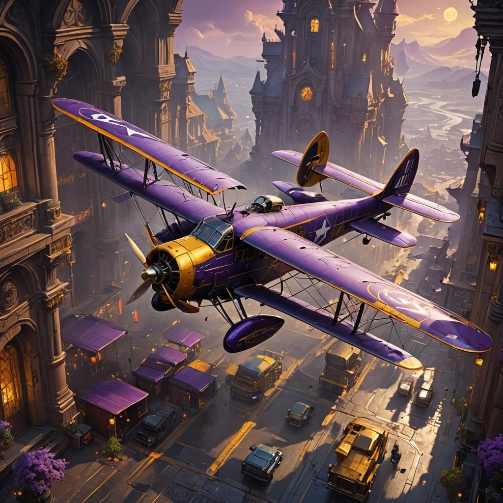 Fantasy Plane in Flight: Hyperdetailed Digital Art