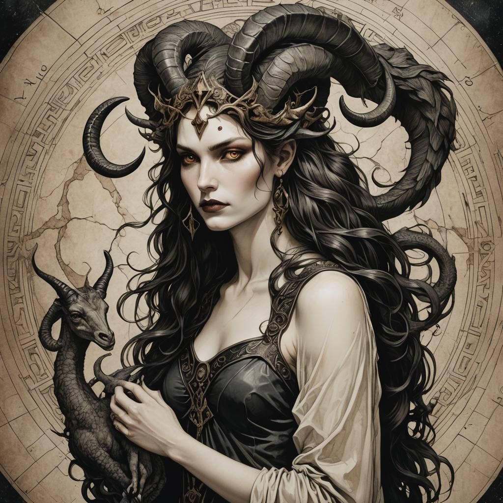 Lilith in Capricorn Constellation Art