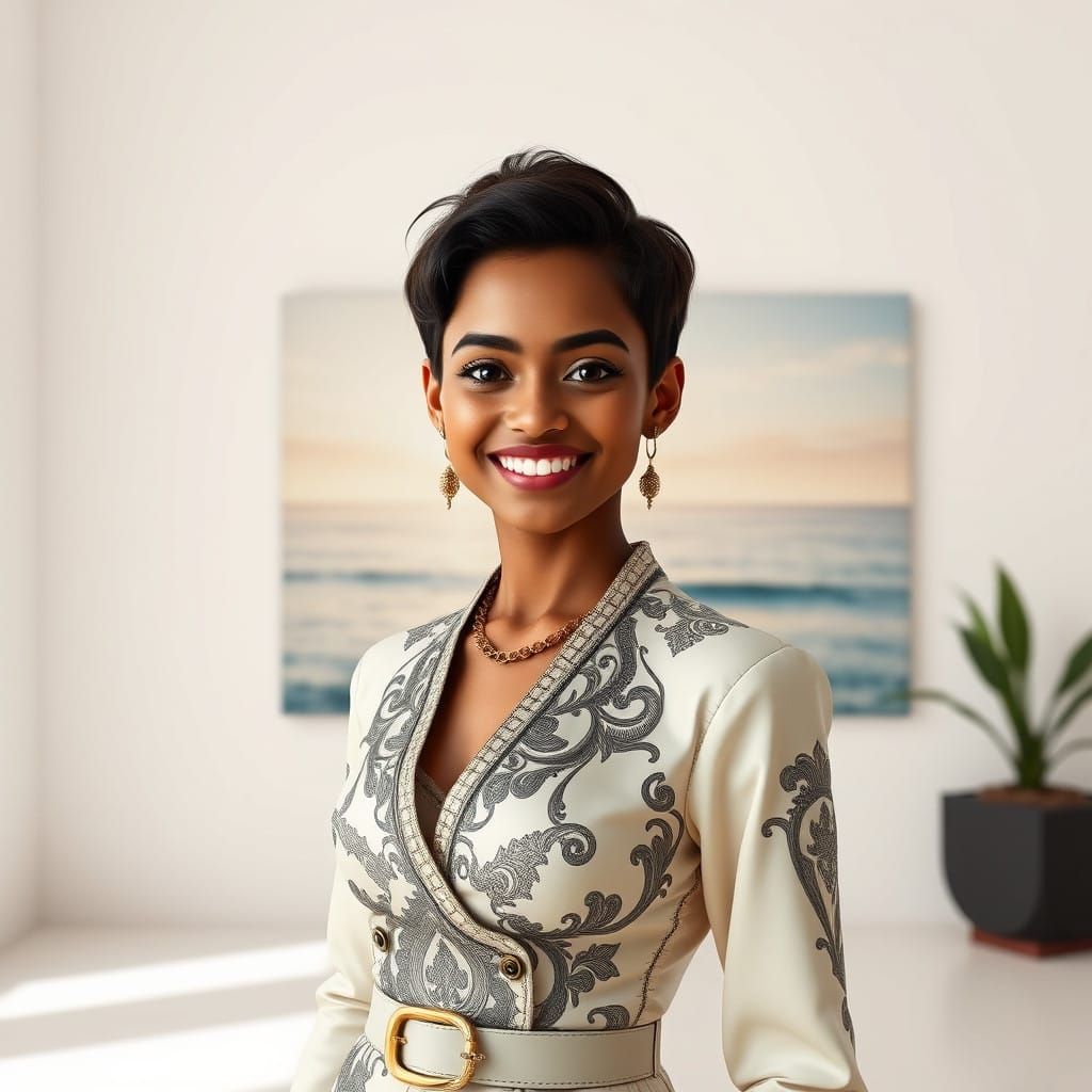 Confident Young Indian Girl Exudes Sophistication in Avant-G...