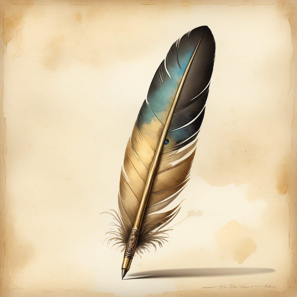 Anthropomorphic Feather in Museum Case, Comical Elegance