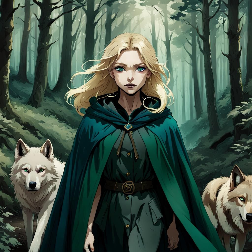 Half-Wolf Girl in Forest
