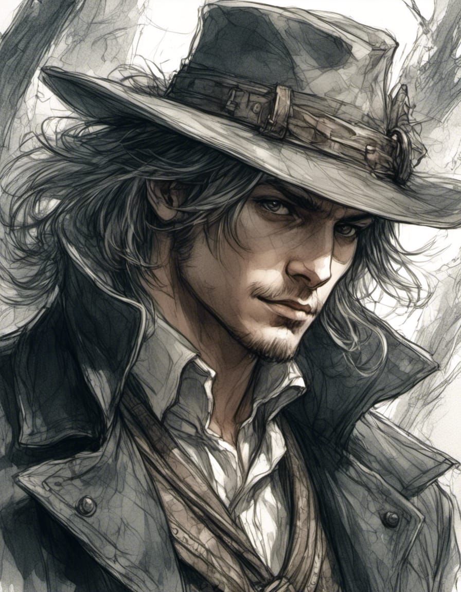 Handsome Jock as Bloodborne Hunter in Anime Style