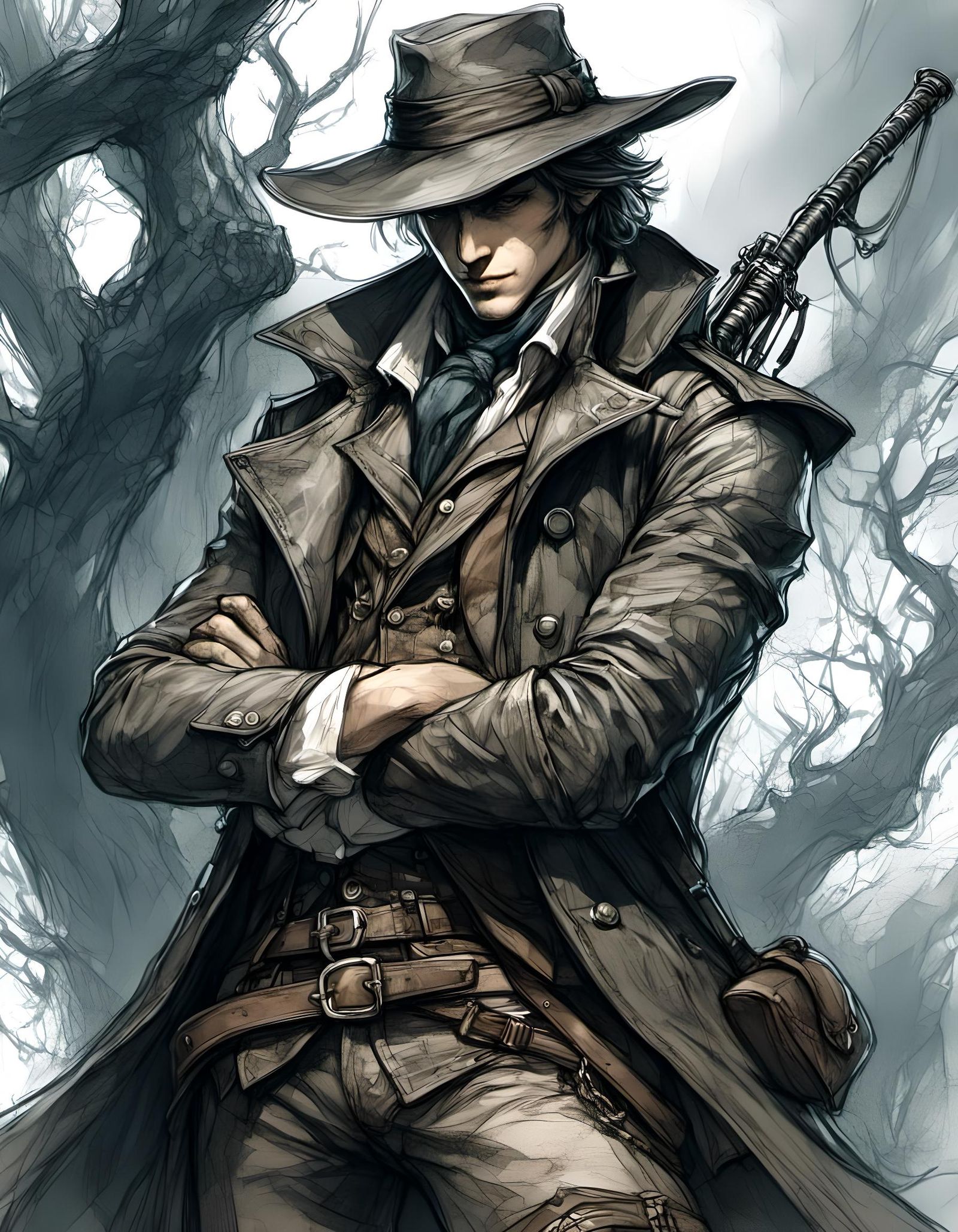 Handsome Hunter Character in Anime Style