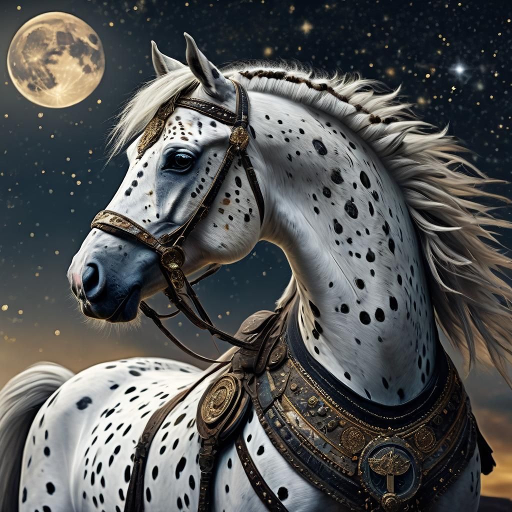 Golden Appaloosa Horse in Starry Night Sky