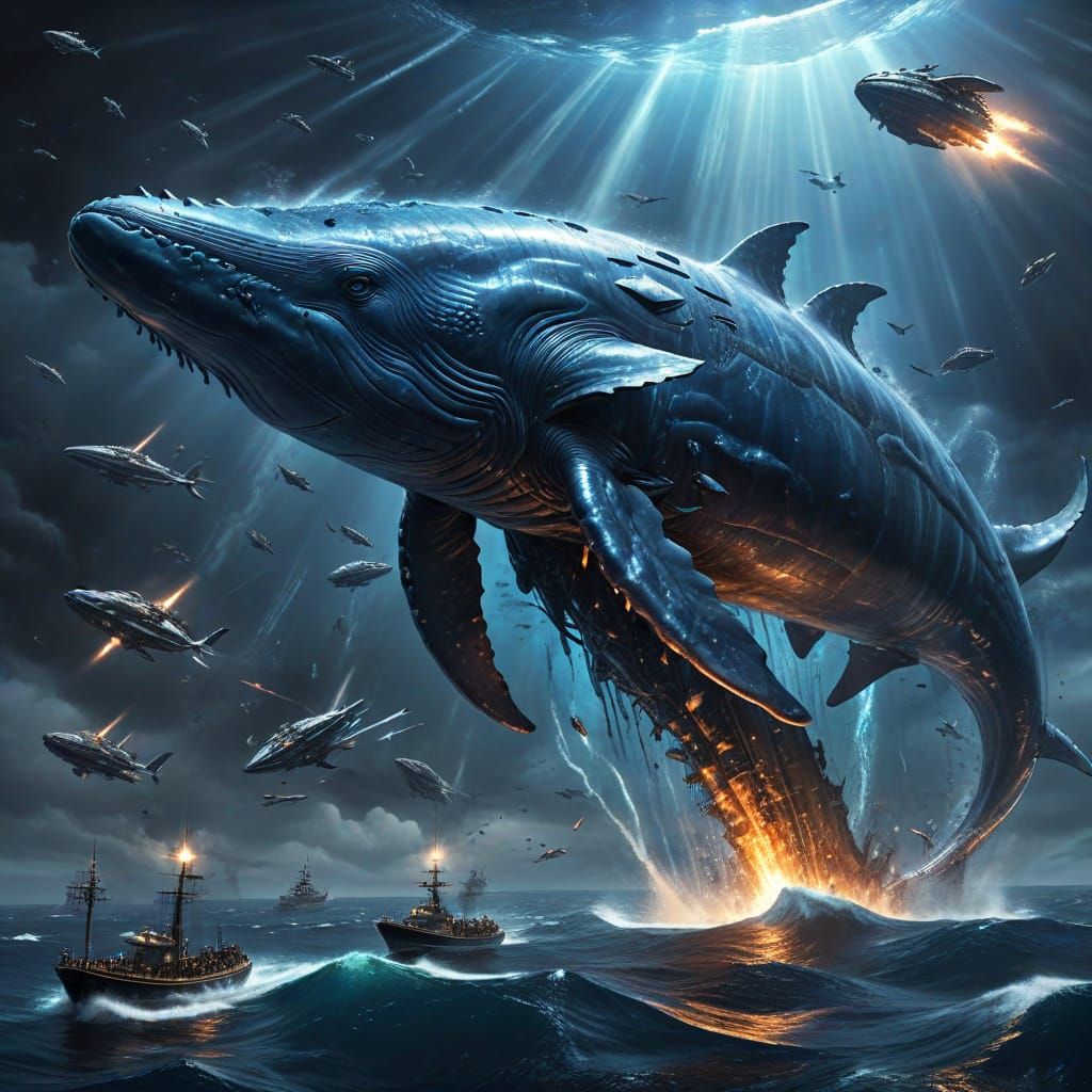 Majestic Blue Whale Battleship in Epic Space Combat