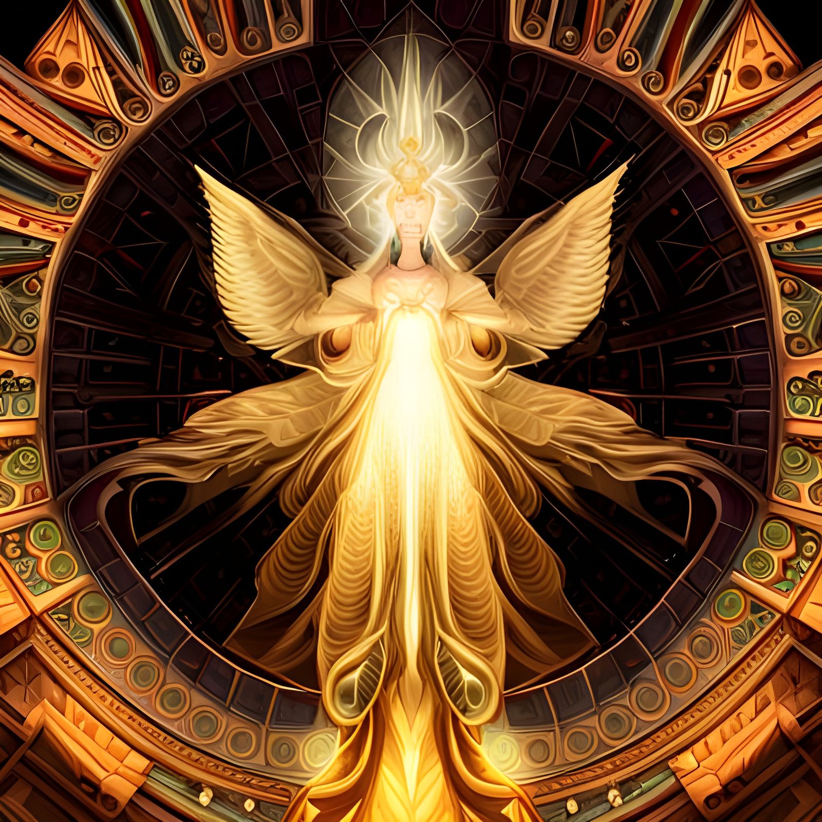 Illuminated Angel in Geometric Fractal Art