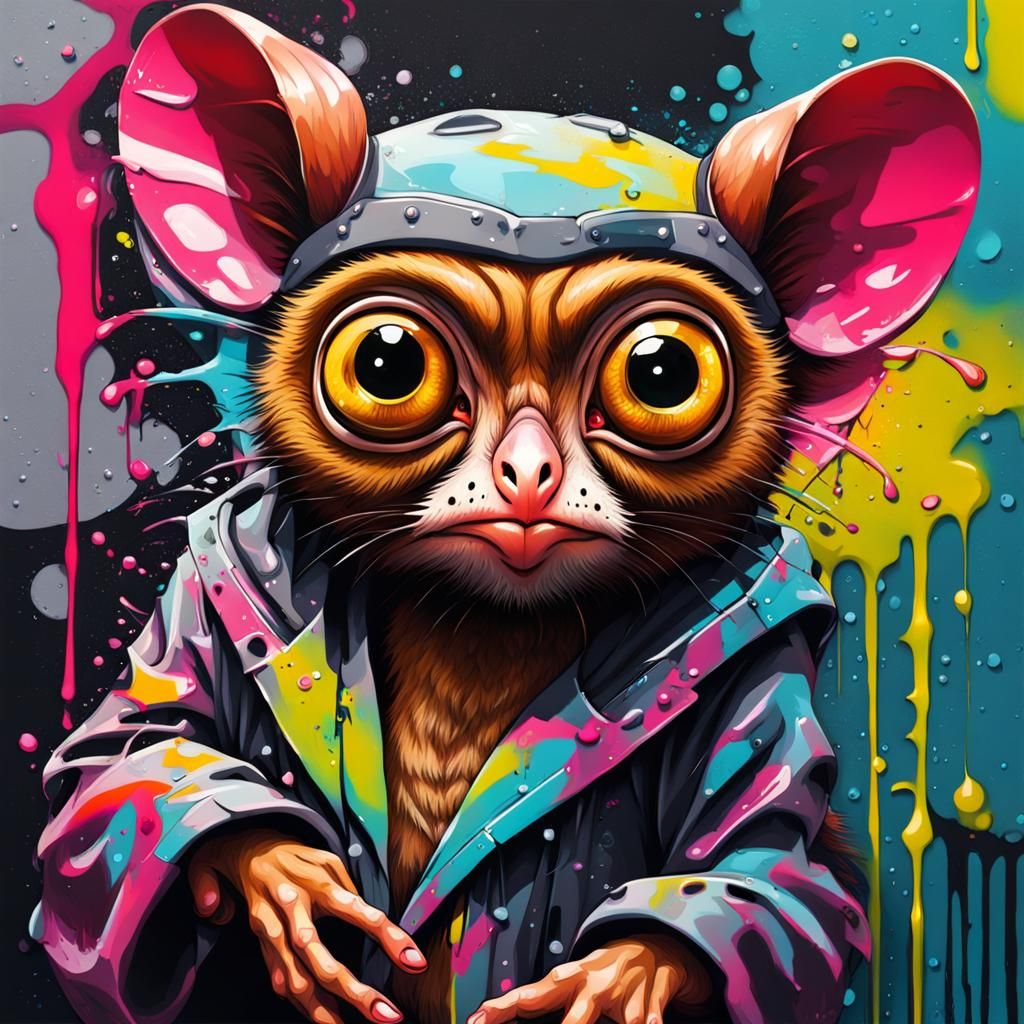 Anime Tarsier in Graffiti Splash Art Style