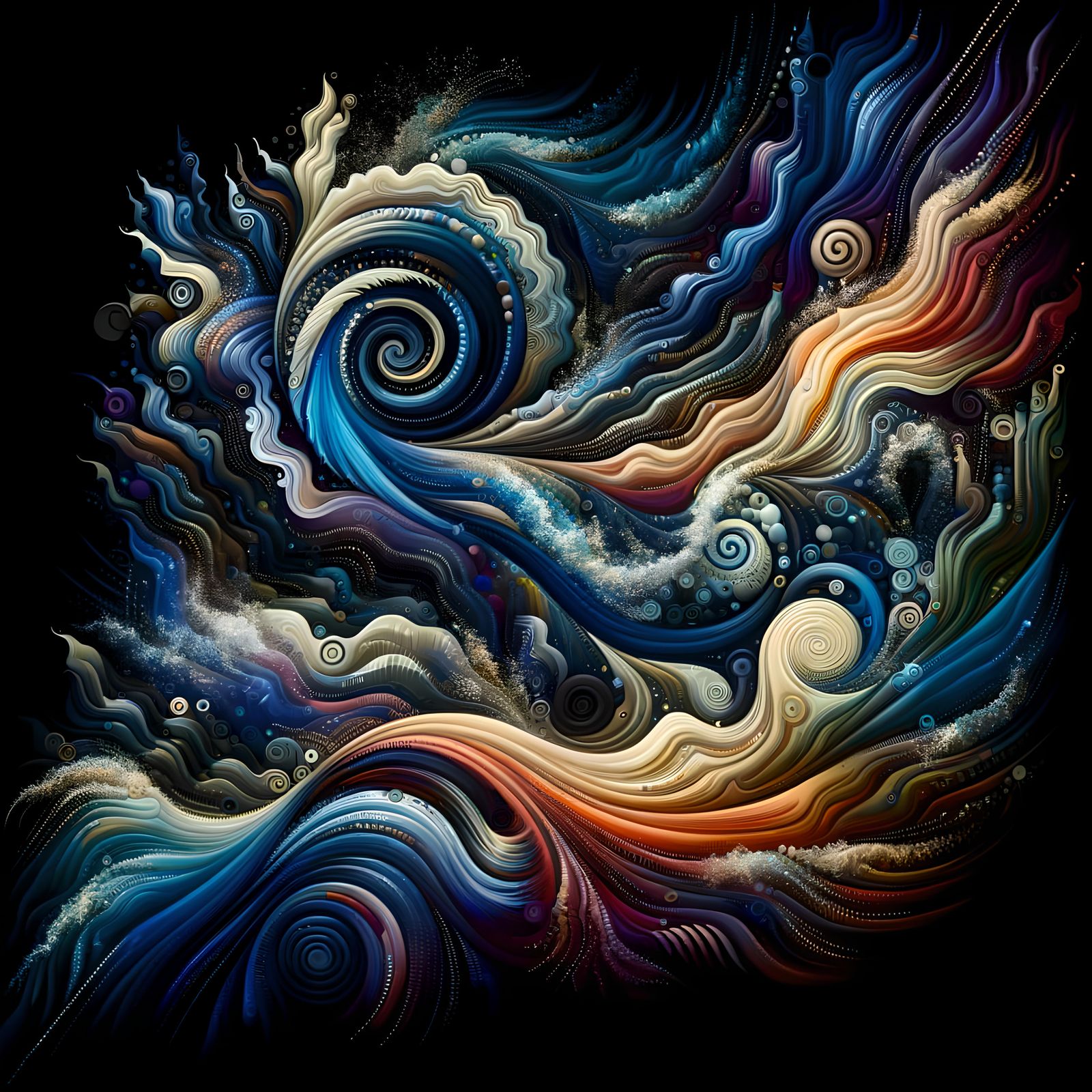 Mystical Abstract: Fractals, Waves, and Eternal Faith