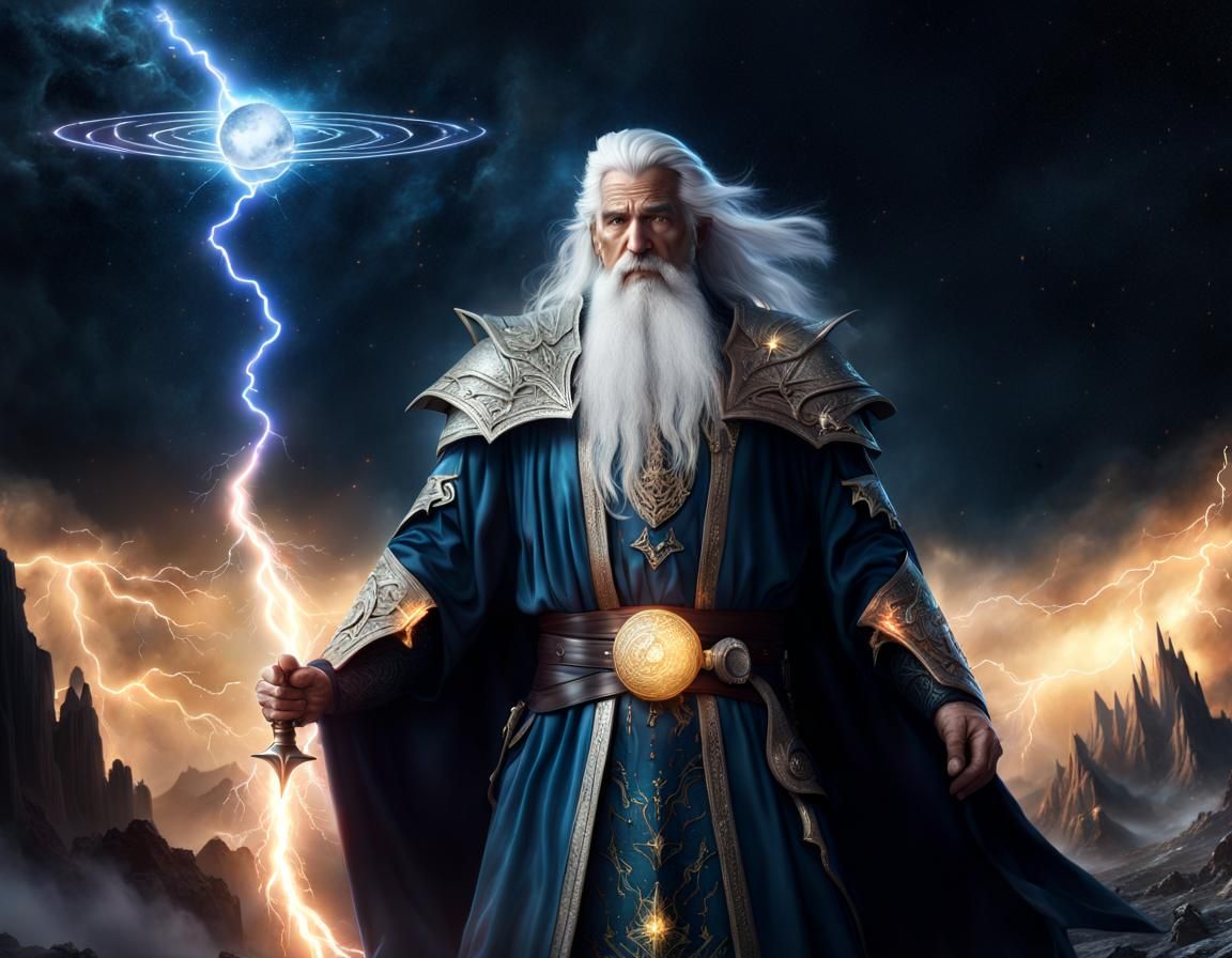 Celestial Sorcerer of Lightning Over Battlefield