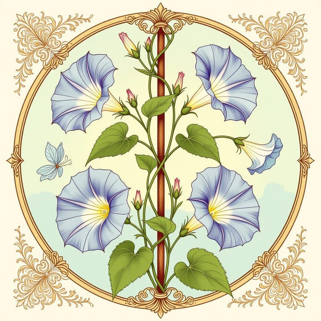 Floral Tattoo Design in Copperplate Style