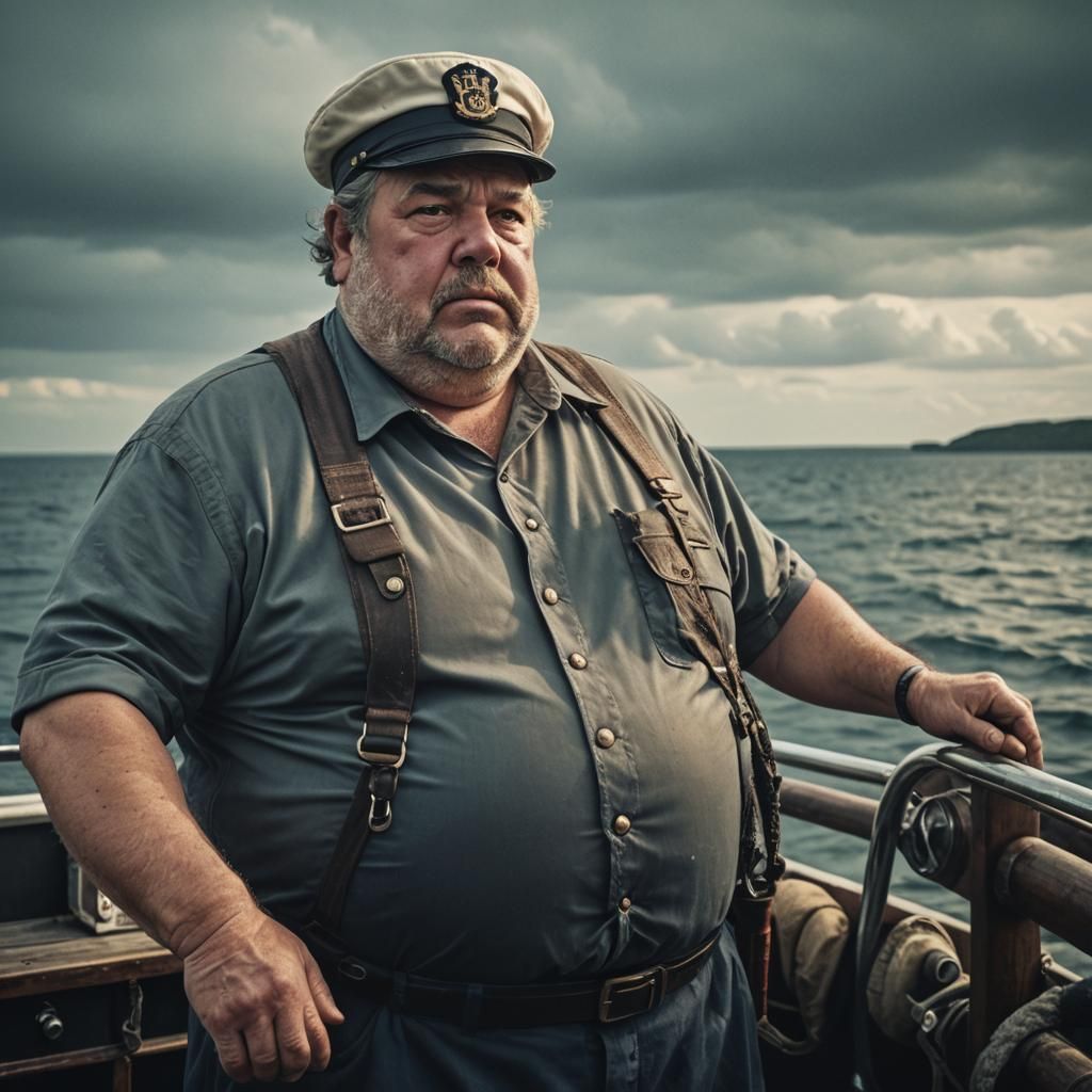 Hyperrealistic Mature Seaman in Cinematic Film Still