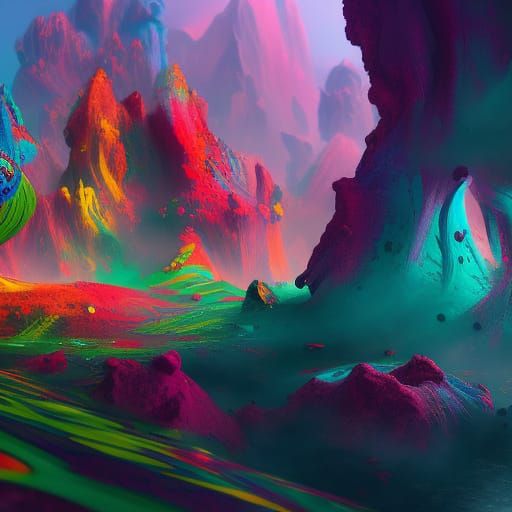 Colorful Paint Splash in Detailed Matte Painting
