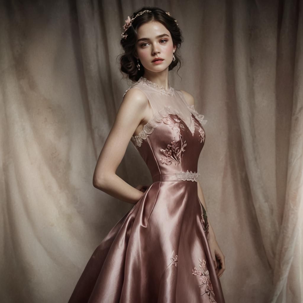 Pale Pink Dress Concept Art in Watercolor Style