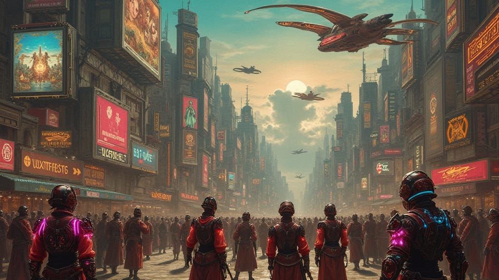 Cyberpunk Renaissance: A Futuristic Cityscape Painting