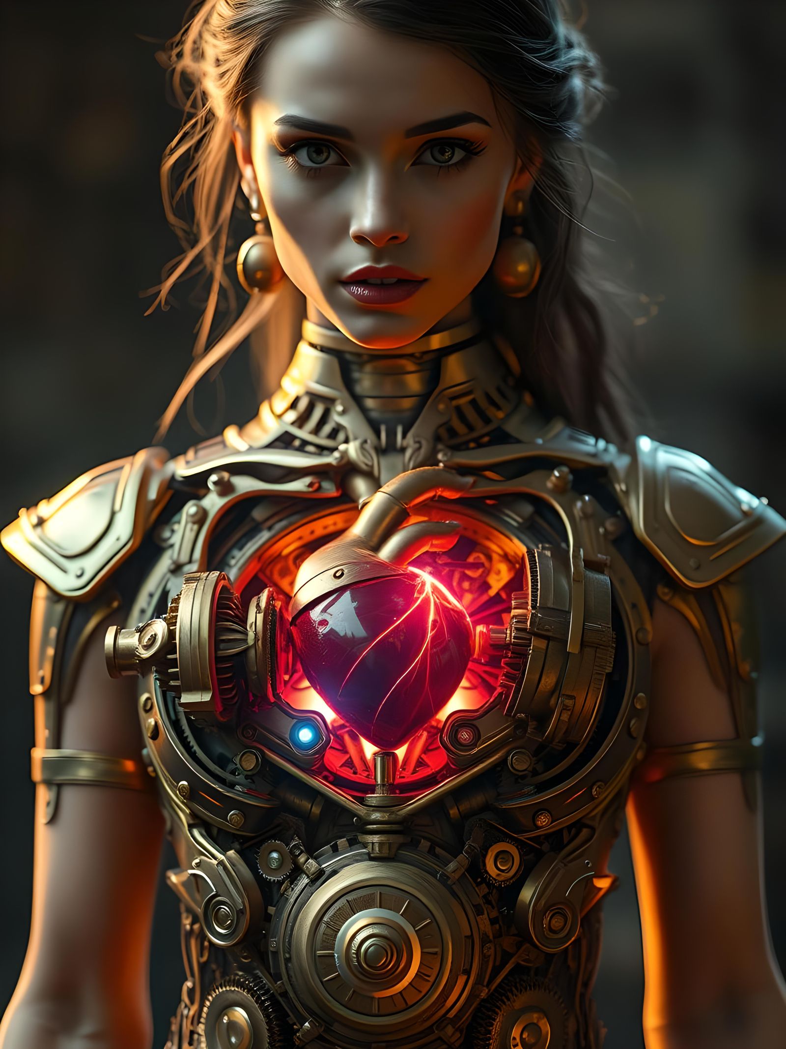 Steampunk Cyborg Heart: A Fusion of Human and Machine