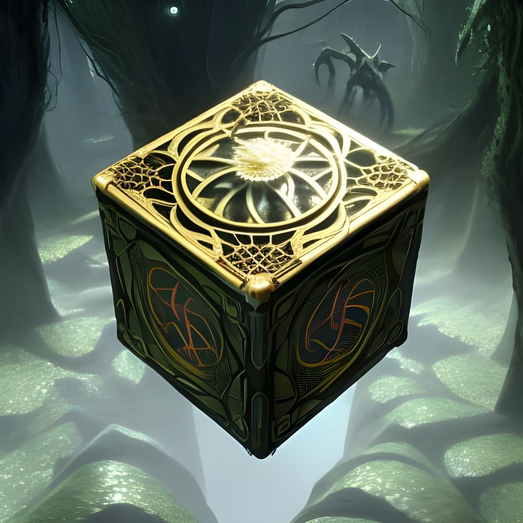 Intricate Bioluminescent Puzzle Cube in 3D Render