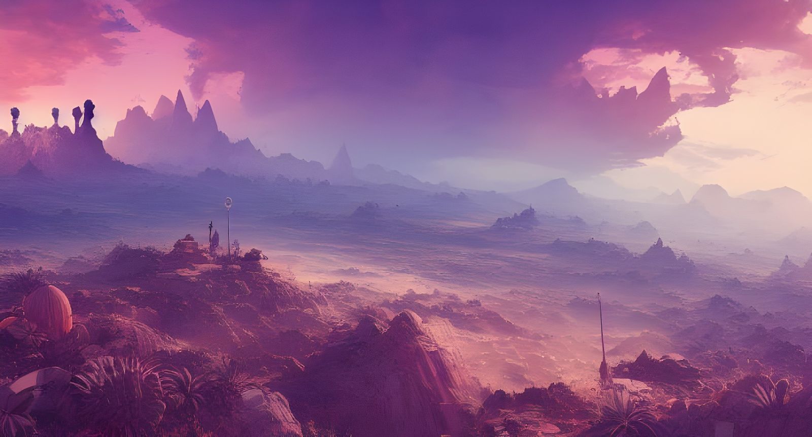 Fantasy Desert Landscape in Digital Illustration Style
