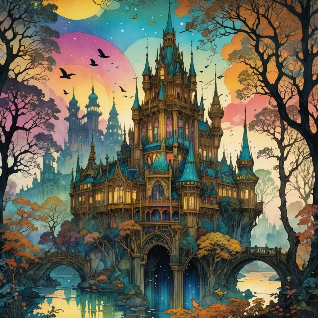 Golden Crystal Palace: Fantasy Landscape in Arthur Rackham S...