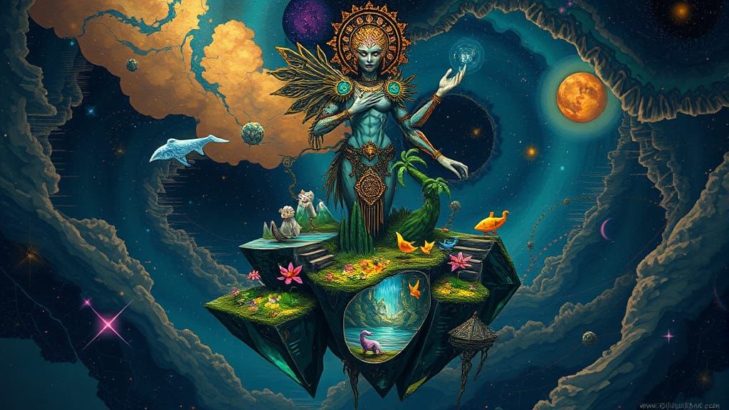 Mystical Shaman with Bioluminescent Ecosystem in Anime Style