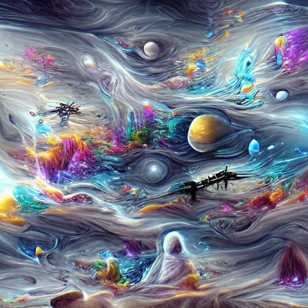 Cosmic Waterfalls: A Surreal Astral Painting