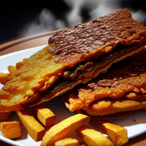 Golden-Brown Surrealism in a British Fish and Chip Shop