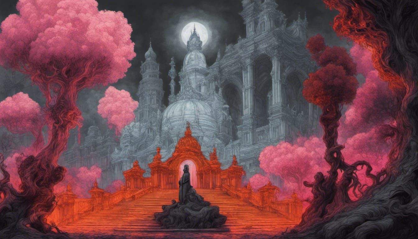 Baroque Temple of Flower Goddess: Synthwave Retro Horror
