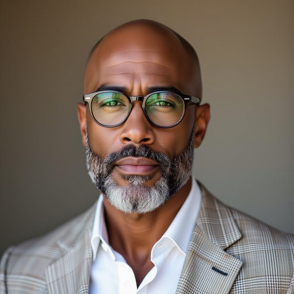 Stylish Portrait of a Confident Bald Man