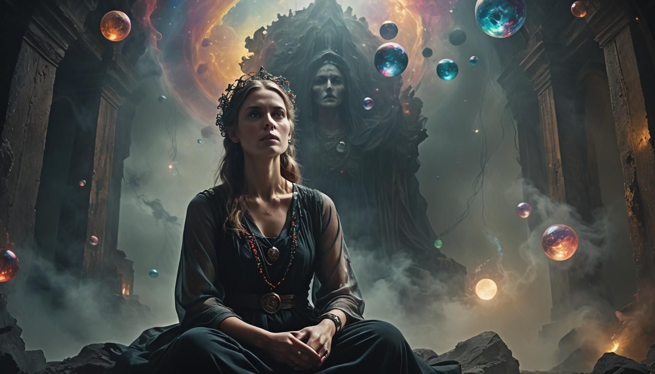 Sibyl in Fantastical Lair with Misty Visions