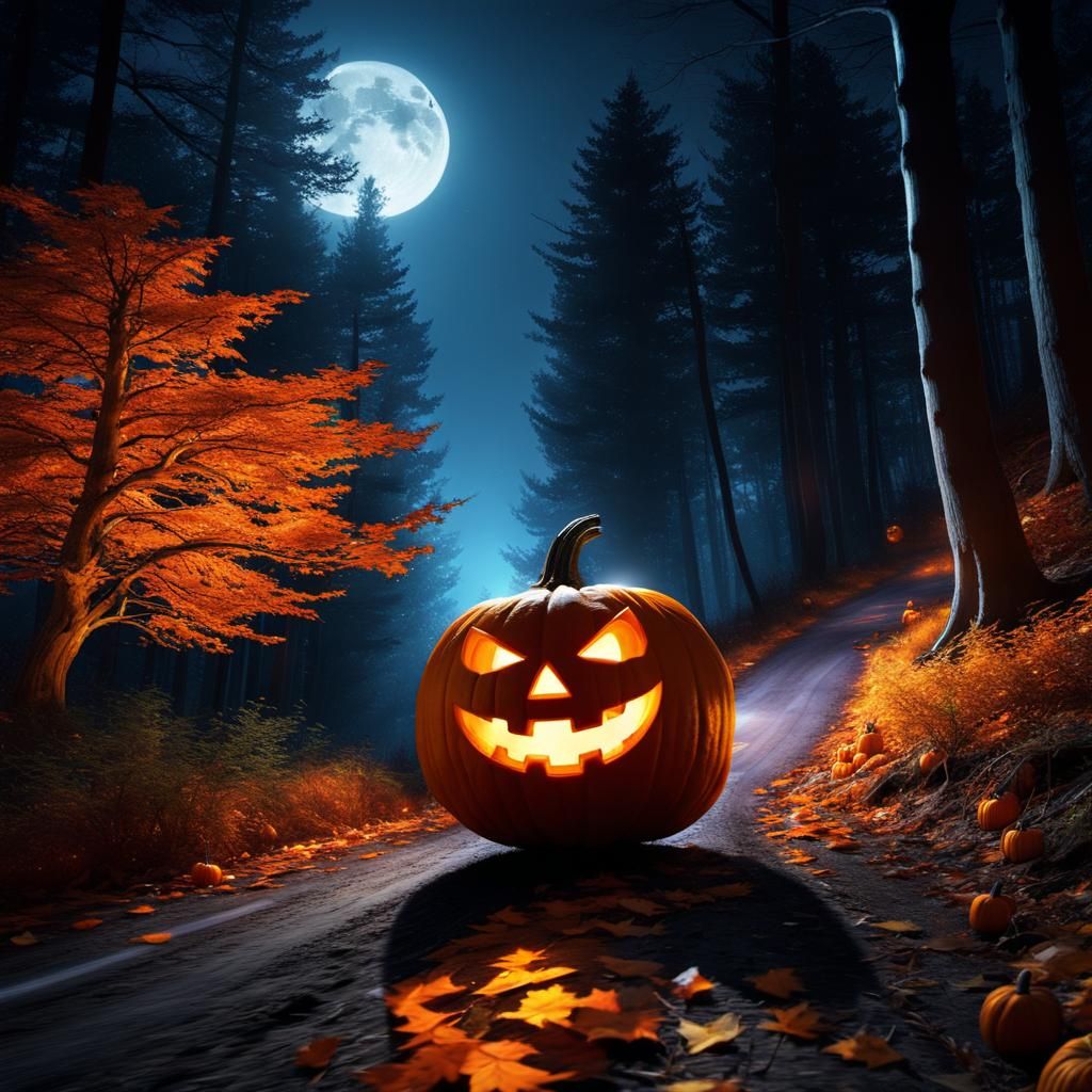 Pumpkin Racer Speeds Through Eerie Forest Trail