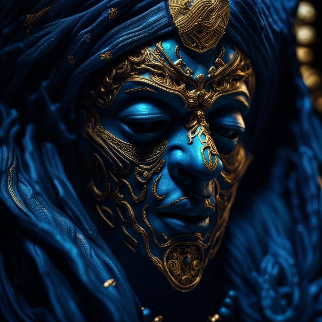 Eerie Cursed Artifact Emitting Blue and Gold Glow