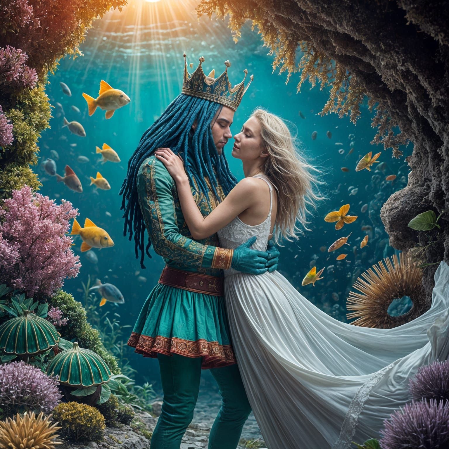 Vibrant Coral Reef with Sea King Underwater Photograph