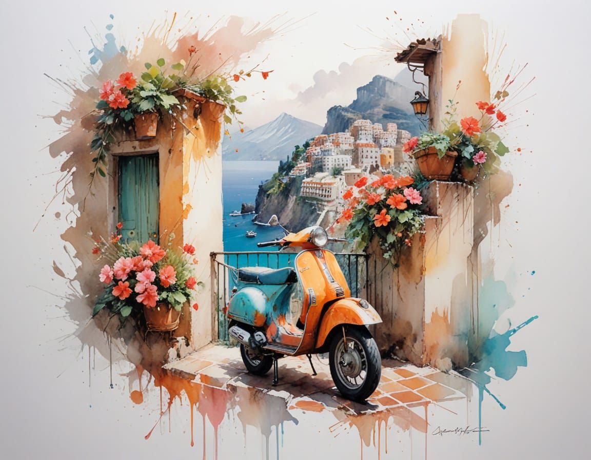 Amalfi Coast Charm: Cliffside Homes in Sherbet Hues