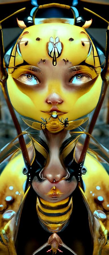 Delicate Bee Goddess Digital Illustration