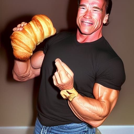 Arnold Schwarzenegger with Croissant Arms