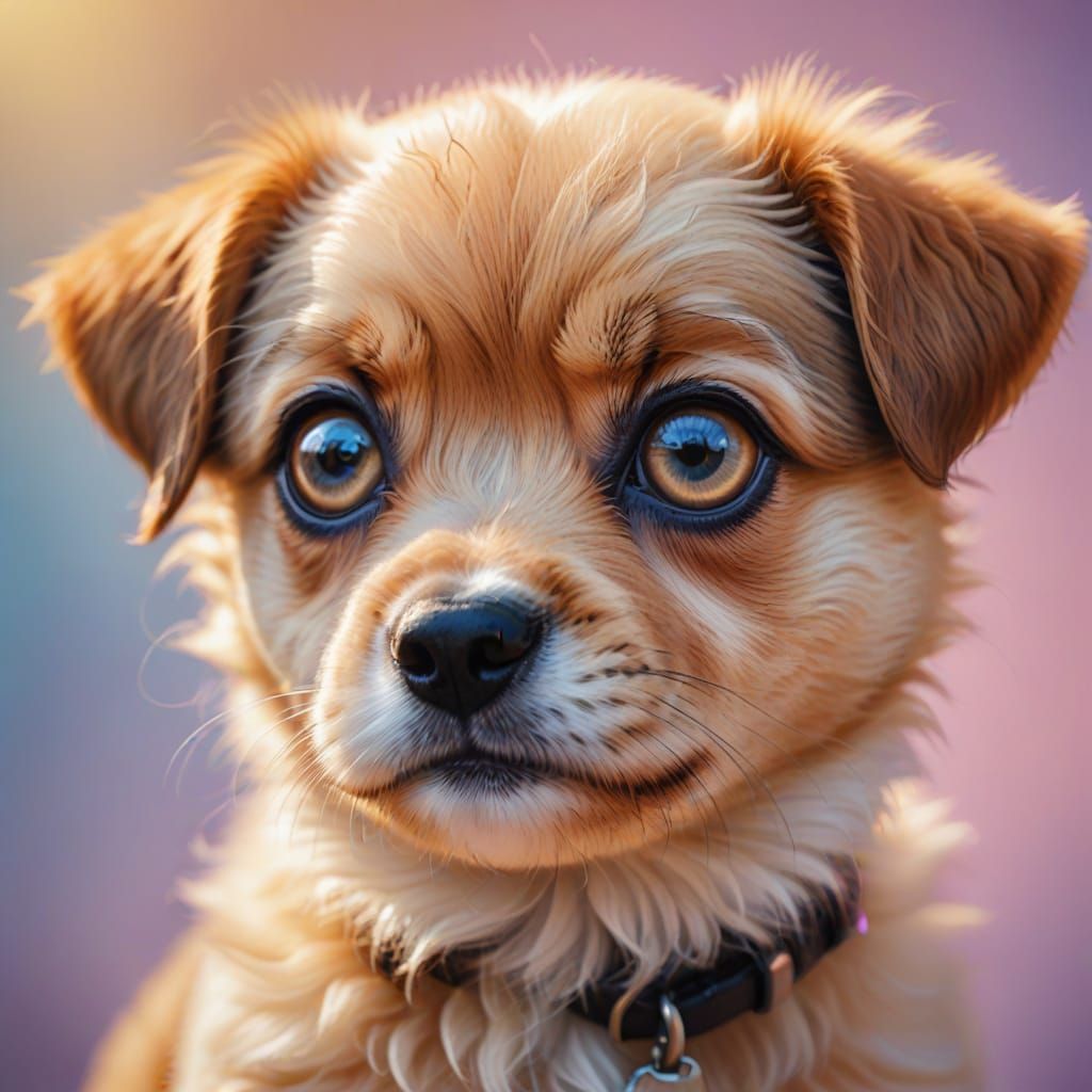 Innocent Puppy Portrait in Pastel Colors
