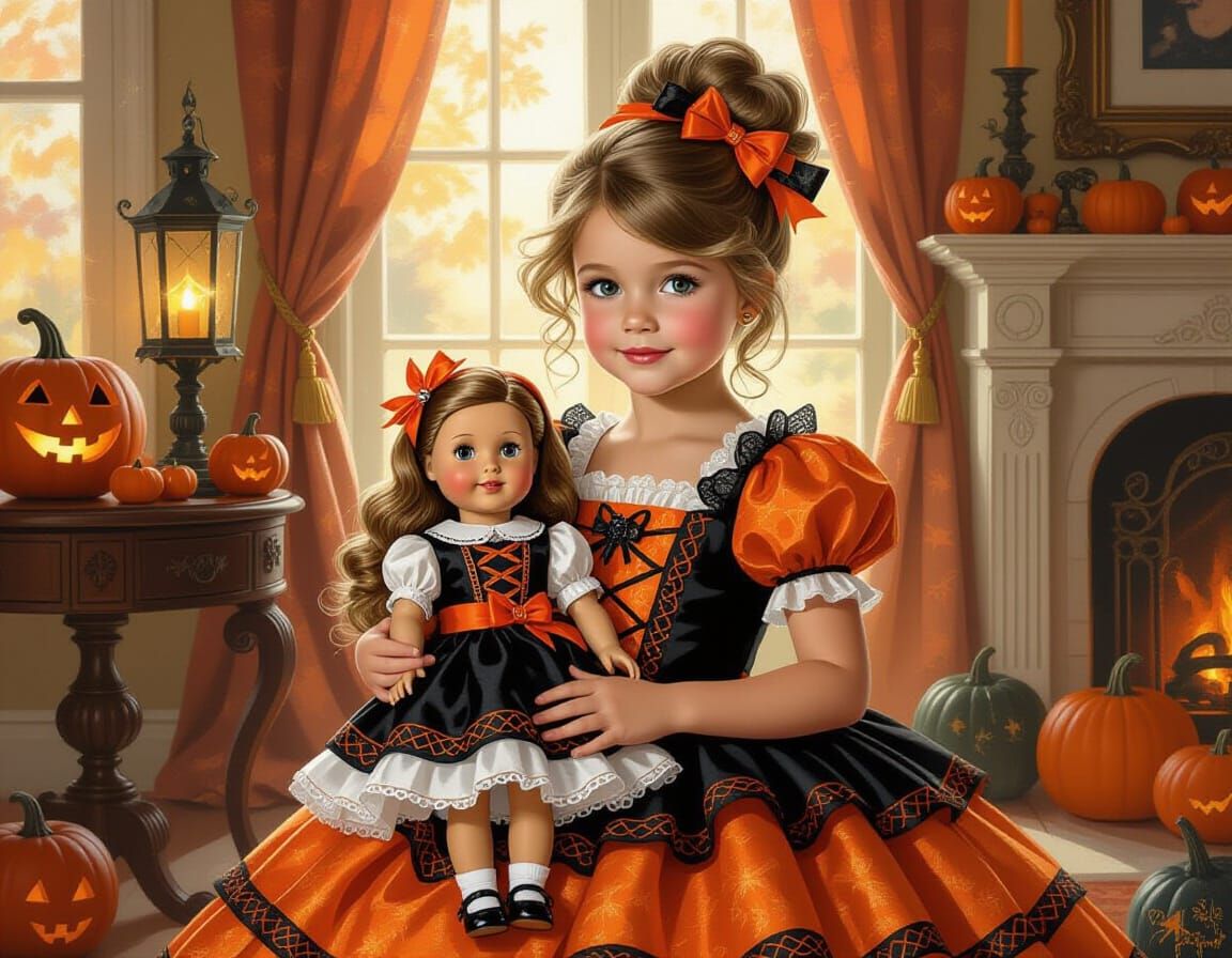 Halloween Celebration in Imaginative Realism Style