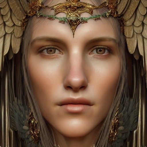 Saintly Goddess in Phoenix Armor: Dystopian Horror Portrait