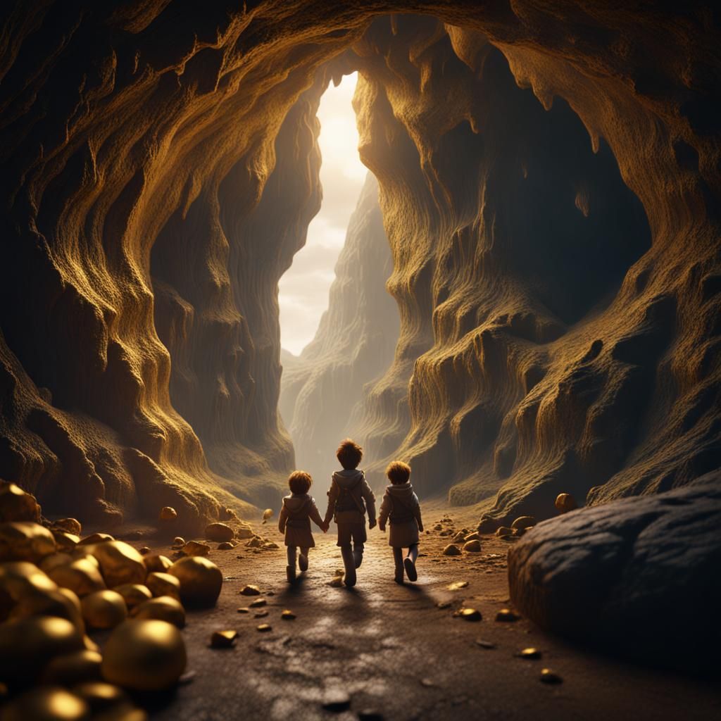 Miniature People Discover Cave of Gold