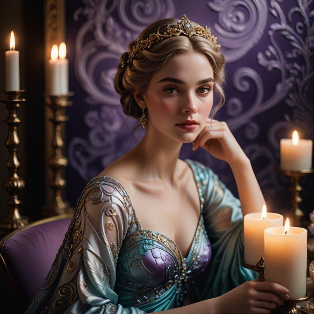 Hyper-Realistic Wax Sculpture of Aphrodite in Lavender and T...