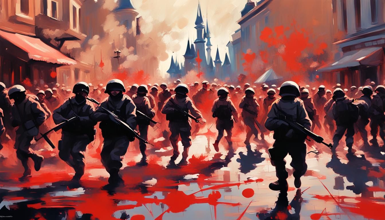 Army Invasion of Disneyland: Guerilla Warfare Painting